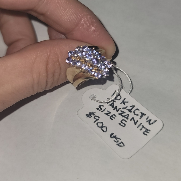 tanzinite Jewelry - Real Vintage Tanzinite Cluster Ring 10k 1ctWeight Tanzinite Size 5